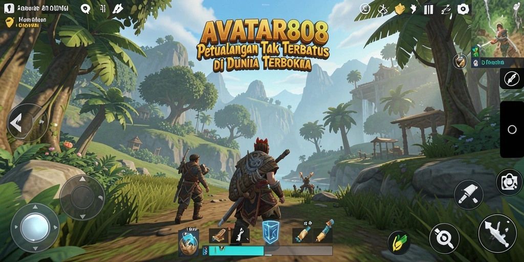 Screenshot menunjukkan pemain menjelajahi dunia luas AVATAR808.