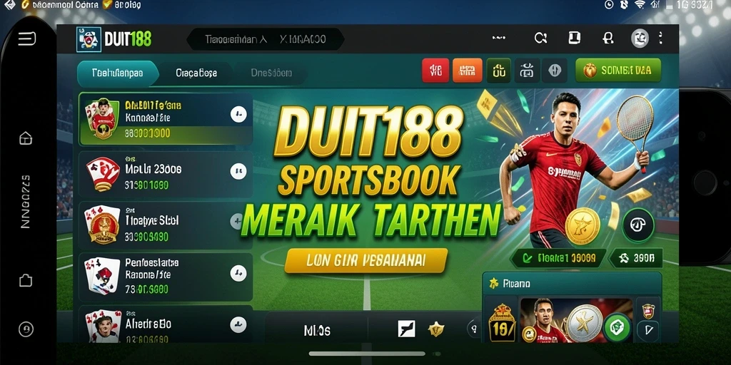 Tampilan antarmuka aplikasi <strong>DUIT188</strong> saat memainkan taruhan olahraga.