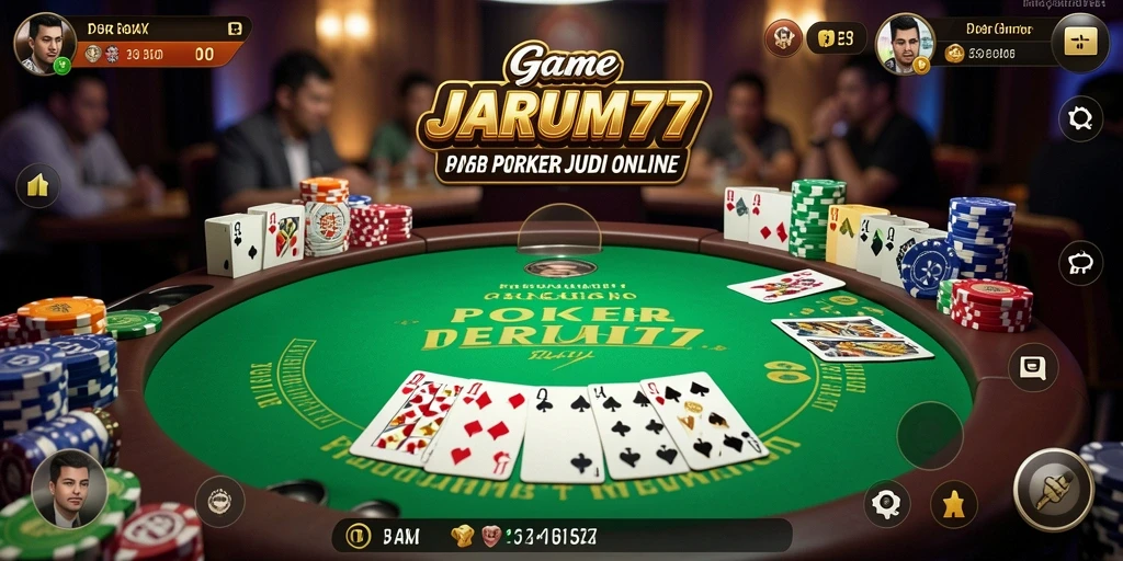 Tampilan menarik gameplay poker JARUM77 dengan interaksi antar pemain.