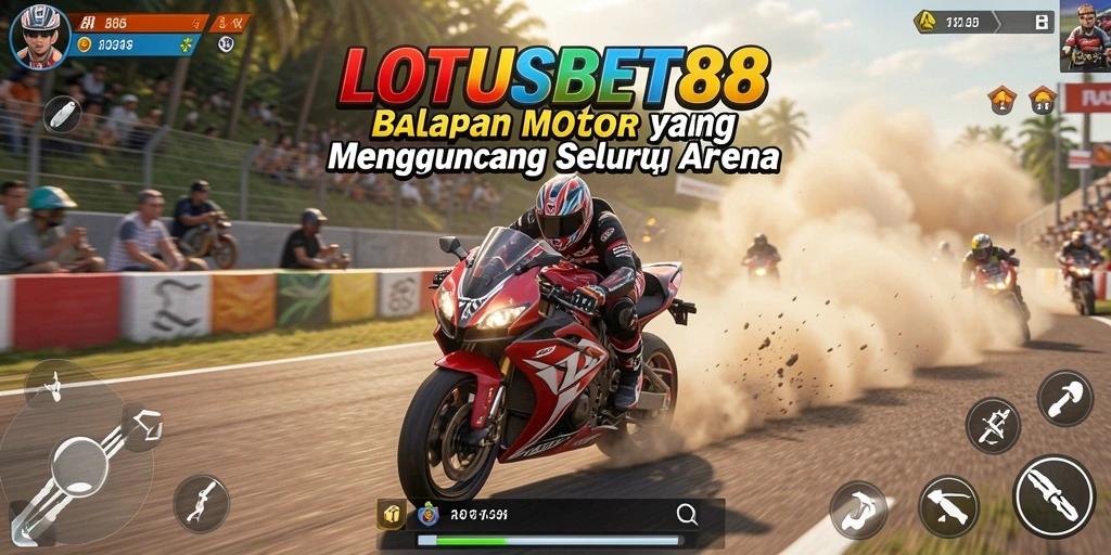 Tangkapan layar mengesankan dari gameplay LOTUSBET88 balapan motor.