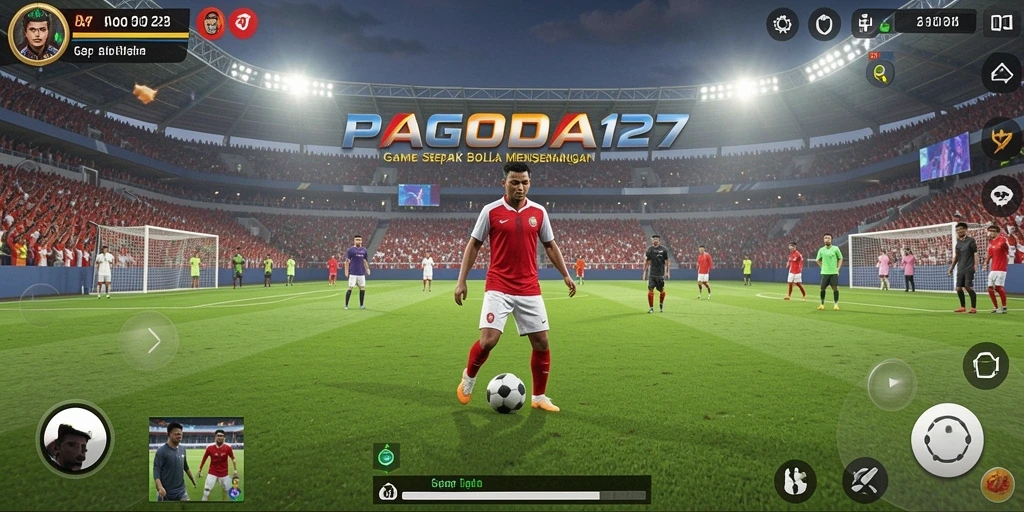 Gambar tampilan gameplay sepak bola dari PAGODA127.