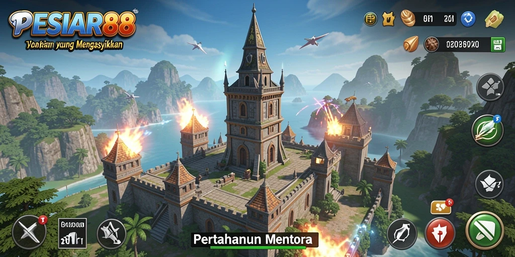 Tampilan gameplay PESIAR88 yang menegangkan dalam Tower Defense.