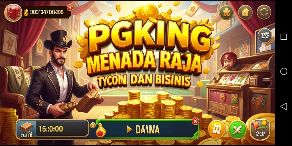 Screenshot gameplay PGKING menampilkan keseruan membangun kerajaan bisnis.