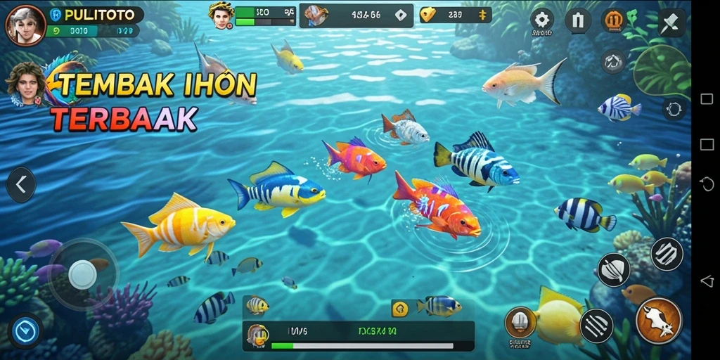 Gameplay PULITOTO yang menarik dengan beragam ikan untuk ditangkap.
