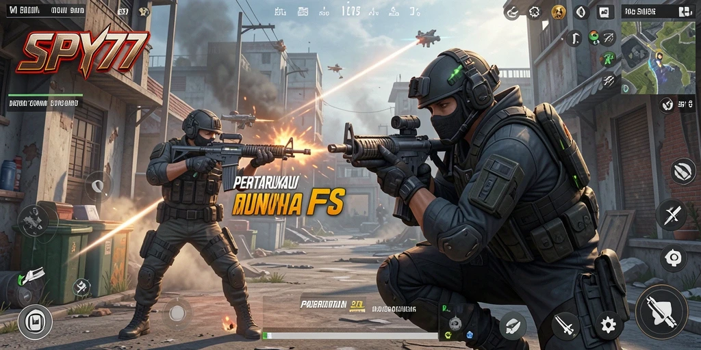 Gameplay intens dari SPY77 dengan aksi tembak-menembak yang mendebarkan.