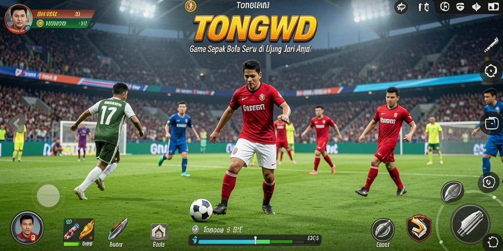 Tampilan gameplay mendebarkan dari TONGWD dengan aksi sepak bola yang dinamis.