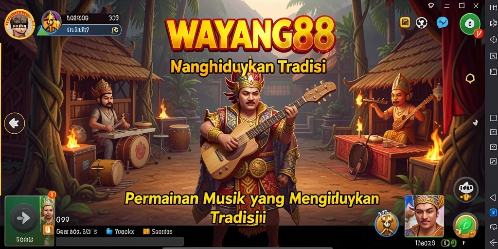 Screenshot WAYANG88 menunjukkan pengguna sedang bermain musik dengan senang.