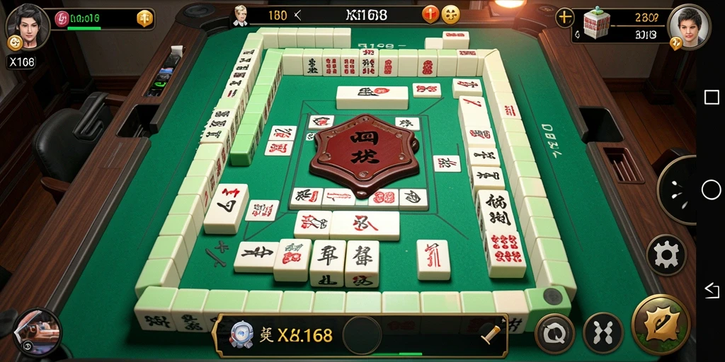 Screenshot X168 menampilkan gameplay Mahjong yang menarik dan penuh strategi.
